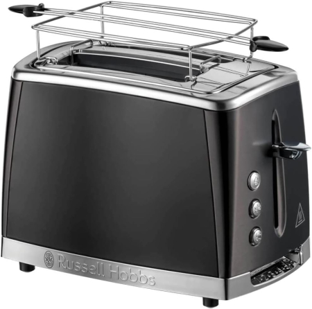 Bucatarie - Prajitor de paine 2 felii Russell Hobbs 26150-56 Matte Black, extra wide slots, lift & look, dezghetare, reincalzire, Negru Mat