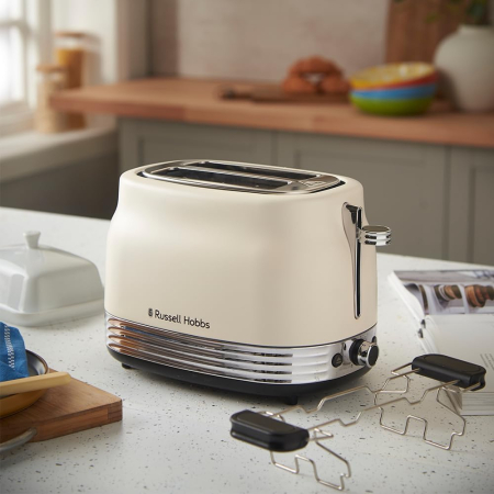 Prajitor de paine 2 felii Russell Hobbs 28650-56 Hanley Jasmine, 900W, design retro, 6 niveluri, functie dezghetare/reincalzire, Jasmine Alb [1]