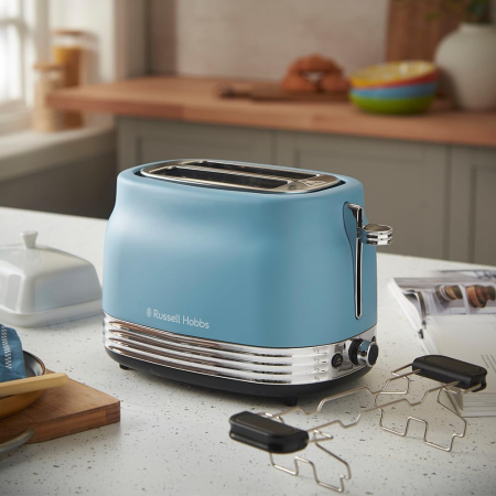Prajitor de paine 2 felii Russell Hobbs 28651-56 Hanley, 900W, design retro, 6 niveluri, functie dezghetare/reincalzire, Albastru Retro [1]
