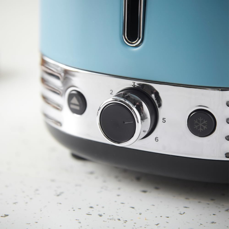 Prajitor de paine 2 felii Russell Hobbs 28651-56 Hanley, 900W, design retro, 6 niveluri, functie dezghetare/reincalzire, Albastru Retro [5]