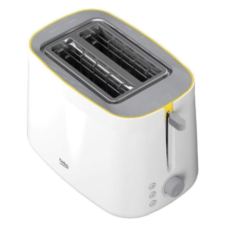 Prajitor de paine Beko TAM4220W, 800 W, 2 felii, 7 niveluri de rumenire, fante extra-large, functie 3 in 1, alb/gri [2]