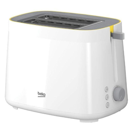 Aparate de gatit & desert - Prajitor de paine Beko TAM4220W, 800 W, 2 felii, 7 niveluri de rumenire, fante extra-large, functie 3 in 1, alb/gri