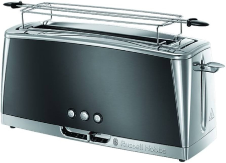 Sandwich-maker & Prajitoare de paine - Prajitor de paine cu fanta lunga Russell Hobbs Luna, prajire rapida 55%, gratar chifle, tava firimituri detasabila, gri