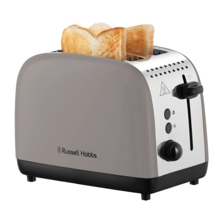 Sandwich-maker & Prajitoare de paine - Prajitor de paine Russell Hobbs Colours Plus, 2 fante, gratar chifle, tava firimituri detasabila, functie decongelare, maro