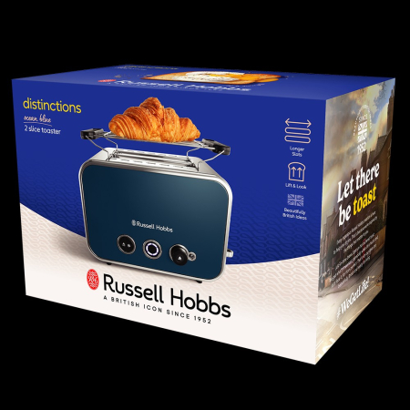 Prajitor de paine Russell Hobbs Distinctions, 2 fante, gratar chifle, tava firimituri detasabila, design premium, albastru [1]