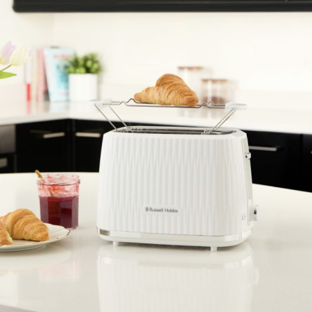 Prajitor de paine Russell Hobbs Eden, 2 fante, gratar chifle, tava firimituri detasabila, design modern, alb [9]