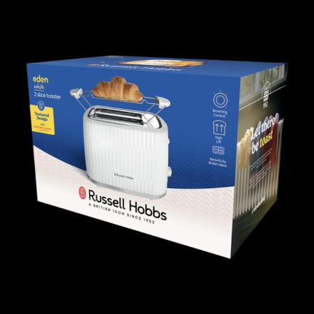 Prajitor de paine Russell Hobbs Eden, 2 fante, gratar chifle, tava firimituri detasabila, design modern, alb [8]