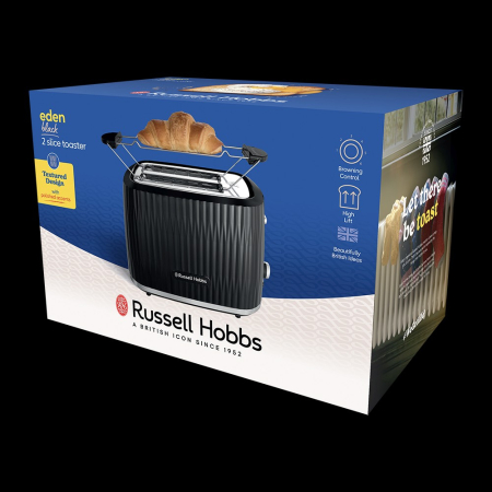 Prajitor de paine Russell Hobbs Eden, 2 fante, gratar chifle, tava firimituri detasabila, design modern, negru [1]