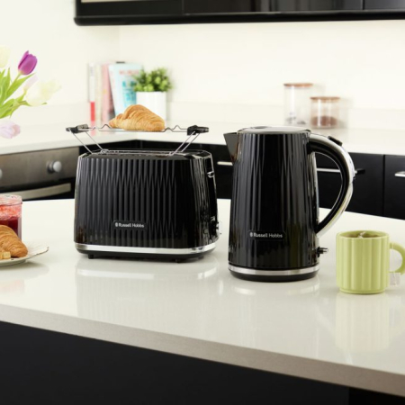 Prajitor de paine Russell Hobbs Eden, 2 fante, gratar chifle, tava firimituri detasabila, design modern, negru [10]