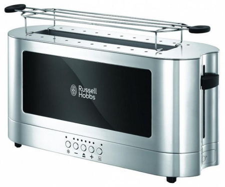 Sandwich-maker & Prajitoare de paine - Prajitor de paine Russell Hobbs Elegance, 2 fante, gratar chifle, tava firimituri detasabila, design elegant, argintiu