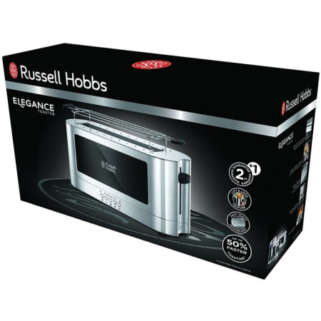 Prajitor de paine Russell Hobbs Elegance, 2 fante, gratar chifle, tava firimituri detasabila, design elegant, argintiu [11]
