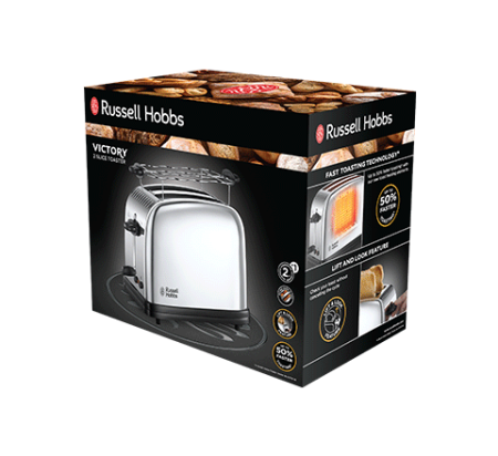 Prajitor de paine Russell Hobbs Victory, 2 fante, gratar chifle, tava firimituri detasabila, functie decongelare, inox [2]