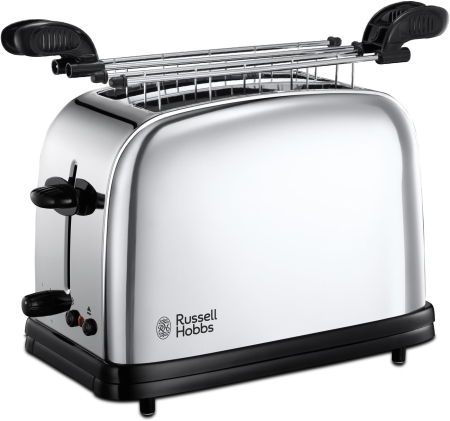 Bucatarie - Prajitor de paine Russell Hobbs Victory, 2 fante, gratar chifle, tava firimituri detasabila, functie decongelare, inox