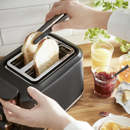 Prajitor de paine Tefal Includeo TT533811, 850W, capacitate 2 felii, 7 trepte de rumenire, buton oprire, cleste inclus, maner ridicare, negru & au [14]