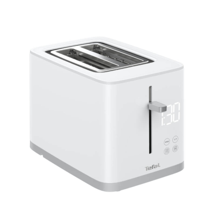 Bucatarie - Prajitor de paine Tefal Sense TT693110, 850W, 4 functii dedicate, 7 trepte de rumenire, fante cu latime variabila, tava firimituri, alb