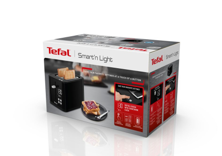 Prajitor de paine Tefal Smart'n Light TT640810, 850W, 2 felii, ecran digital, 3 functii dedicate, 7 niveluri de rumenire, negru [5]