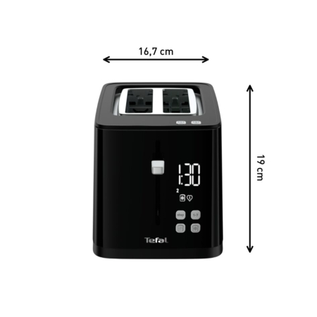 Prajitor de paine Tefal Smart'n Light TT640810, 850W, 2 felii, ecran digital, 3 functii dedicate, 7 niveluri de rumenire, negru [4]