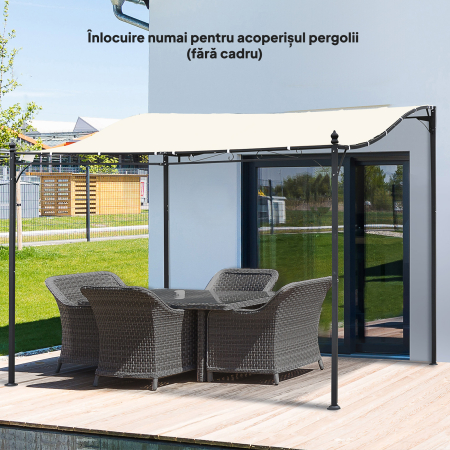  Prelata de Rezerva pentru Pergola cu 16 Orificii de Drenaj, Carlige si Inele, 297x297 cm, Bej [8]