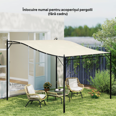  Prelata de Rezerva pentru Pergola cu 16 Orificii de Drenaj, Carlige si Inele, 297x297 cm, Bej [1]