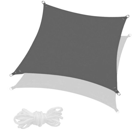 Prelata umbrire 3x3 m impermeabila cu protectie UV, grad umbrire 90%, inele inox, sfori incluse, husa transport, gri grafit [5]