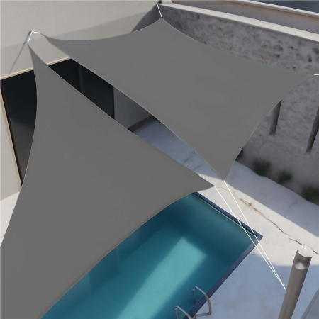 Prelata umbrire 3x3 m impermeabila cu protectie UV, grad umbrire 90%, inele inox, sfori incluse, husa transport, gri grafit [23]