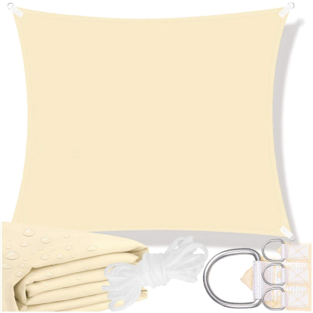 Prelata umbrire 4x4 m pentru terasa sau balcon, impermeabila, protectie UV, crem [1]