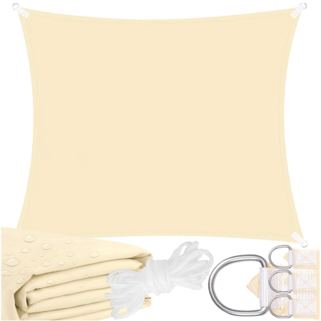 Prelata umbrire 4x4 m pentru terasa sau balcon, impermeabila, protectie UV, crem [2]