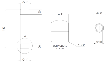 Prelungitor alama Remer Rubinetterie 530OG10150, 1”, lungime 150 mm, set 10 bucati, finisaj natural [1]