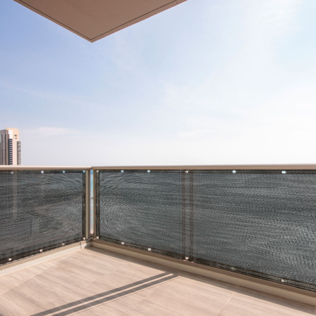 Protectie balcon din plasa PVC, cu inele metalice pentru prindere, 105×500 cm, negru [4]