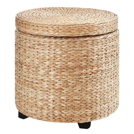 Living & hol -  Puf Container Rotund cu Husa din tesatura Imitatie In (100% Poliester) Taburet Sprijin Picioare Ф43x43cm - Kaki