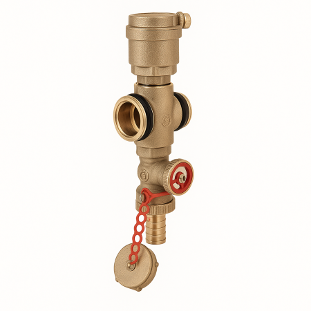 Incalzire in pardoseala - Racord distribuitor Giacomini R554AY001, cu aerisitor automat si robinet de golire, alama