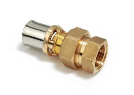 Fitinguri - Racord drept 3 piese Giacomini RM18Y049, filet interior 3/4" x conexiune presare diametru 26 mm, alama