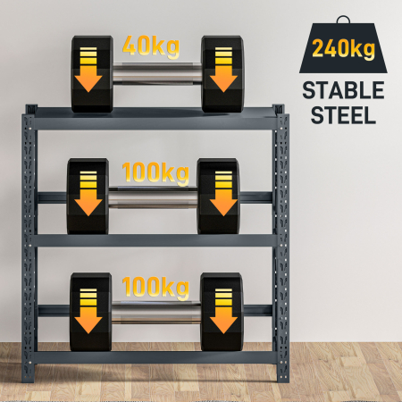  Raft Autoportant pentru 6 Lazi de Bauturi cu 3 Niveluri cu Polite Ajustabile, 110x30x110cm, Gri [7]