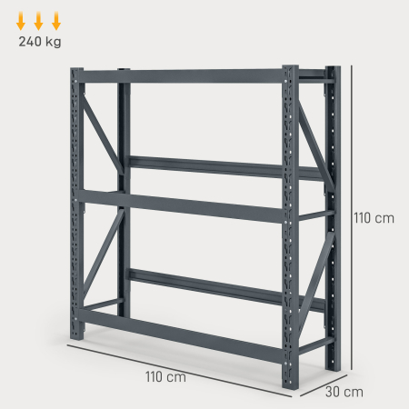  Raft Autoportant pentru 6 Lazi de Bauturi cu 3 Niveluri cu Polite Ajustabile, 110x30x110cm, Gri [2]