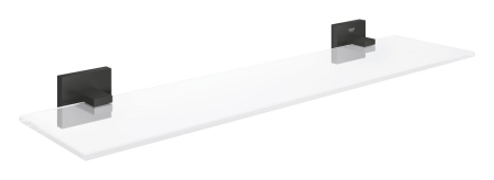 Accesorii baie - Raft baie Grohe 411092430, 530 mm, 145 mm, 2 orificii instalare, pe perete, sticla, metal, elemente fixare, Negru
