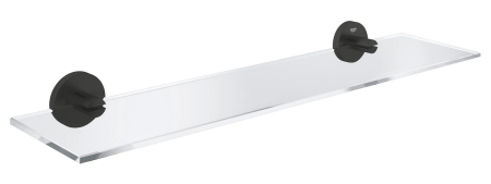 Accesorii baie - Raft baie Grohe 412022430, 530 mm, 145 mm, 2 orificii instalare, pe perete, sticla, metal, elemente fixare, Negru