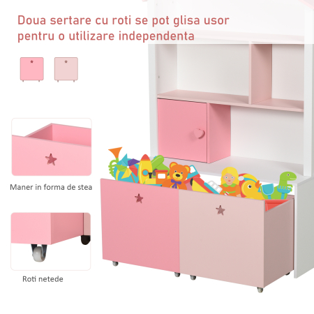  Raft Biblioteca Organizator Dulap cu Compartimente pentru copii roz [7]