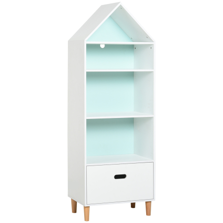 Dormitor & birou -  raft biblioteca pentru copii, 50x30x142cm, alb