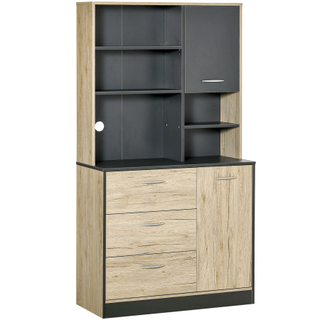 Bucatarie -  Raft Bucatarie 90×39×169 cm - Stejar & Negru cu 4 Rafturi