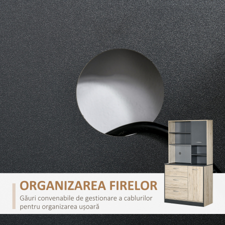 Raft Bucatarie 90×39×169 cm - Stejar & Negru cu 4 Rafturi [5]