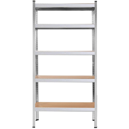 Raft metalic depozitare 5 polite MDF reglabile, max 875 kg, pliabil in 2 rafturi mici, 180x90x30 cm, argintiu [10]