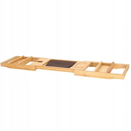 Raft cu tava pentru cada din bambus natural Sersimo 1024, extensibila, 75-110x23cm [11]