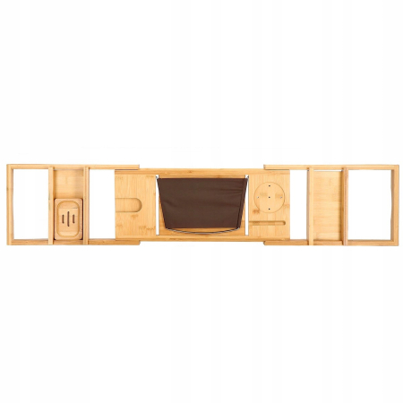 Raft cu tava pentru cada din bambus natural Sersimo 1024, extensibila, 75-110x23cm [13]