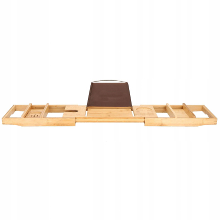 Raft cu tava pentru cada din bambus natural Sersimo 1024, extensibila, 75-110x23cm [9]