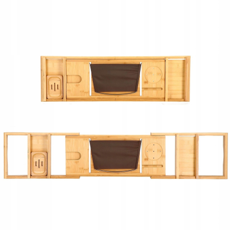 Raft cu tava pentru cada din bambus natural Sersimo 1024, extensibila, 75-110x23cm [12]