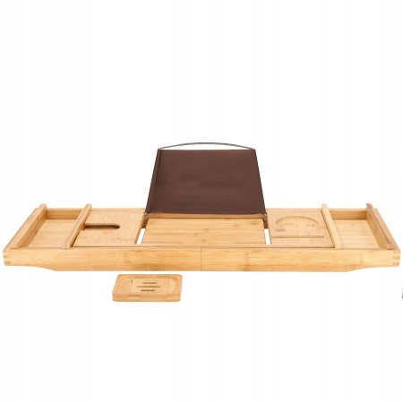 Raft cu tava pentru cada din bambus natural Sersimo 1024, extensibila, 75-110x23cm [3]