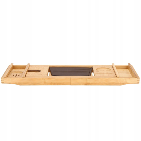 Raft cu tava pentru cada din bambus natural Sersimo 1024, extensibila, 75-110x23cm [7]