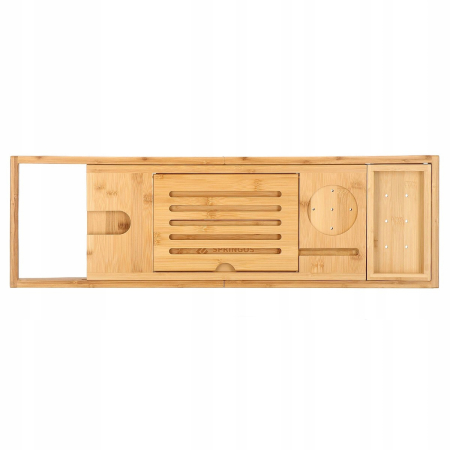 Raft cu tava pentru cada din bambus natural Sersimo 1025, extensibila, 75-111x23cm [10]