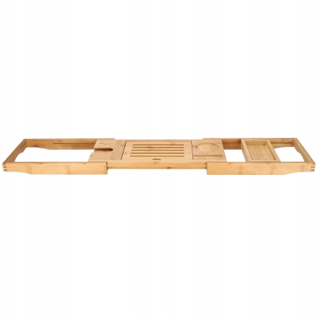 Raft cu tava pentru cada din bambus natural Sersimo 1025, extensibila, 75-111x23cm [2]