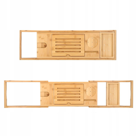 Raft cu tava pentru cada din bambus natural Sersimo 1025, extensibila, 75-111x23cm [14]